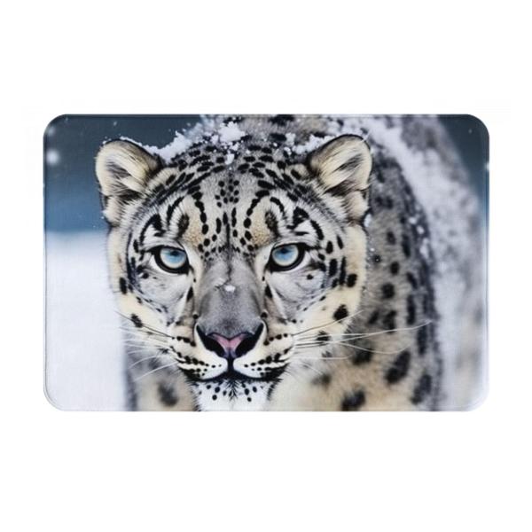 【並行輸入品】 Blue Eyed Snow Leopard Print Bathroom Rugs Soft Flannel Area Rug