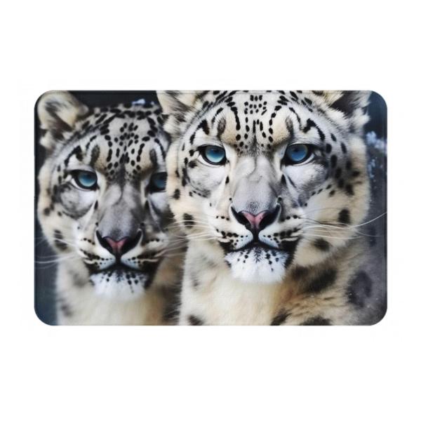 【並行輸入品】 Blue Eyed Snow Leopard Print Bathroom Rugs Soft Flannel Area Rug