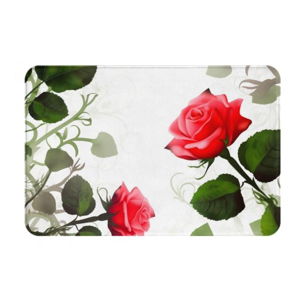 【並行輸入品】 Floral Rose Ivy with Leaves Spring Print Bathroom Rugs Soft Flan