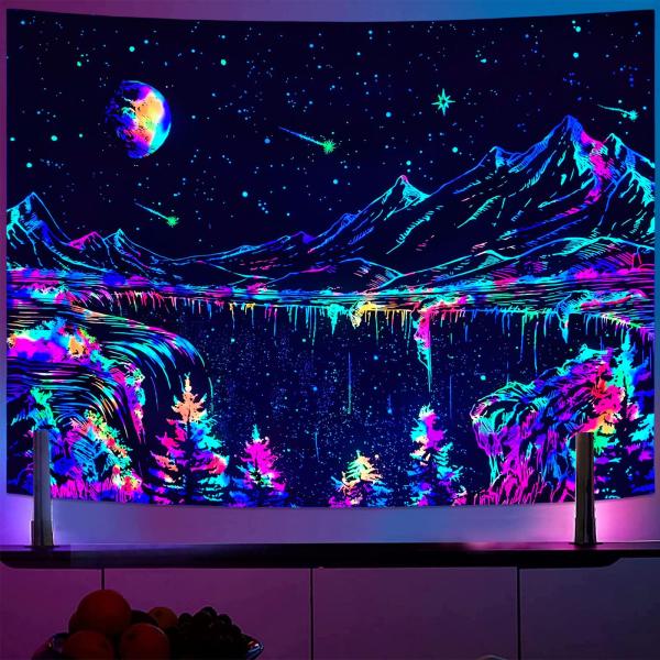 【並行輸入品】Zussun Blacklight Mountain Tapestry Starry Night Tapestries for B