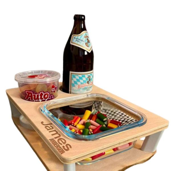 【並行輸入品】 Personalized Wood Mini Sofa Bar | Custom Snack Bowls and Tray Ca