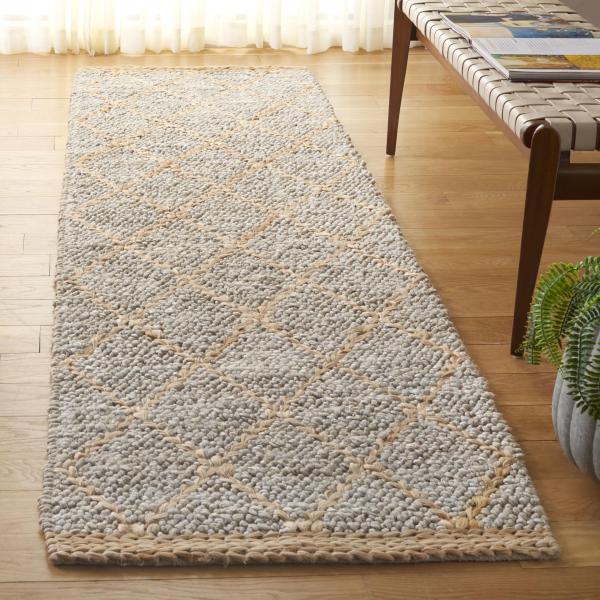 【並行輸入品】 SAFAVIEH Natural Fiber Collection Runner 2'3" x 9', Grey &amp; Nat