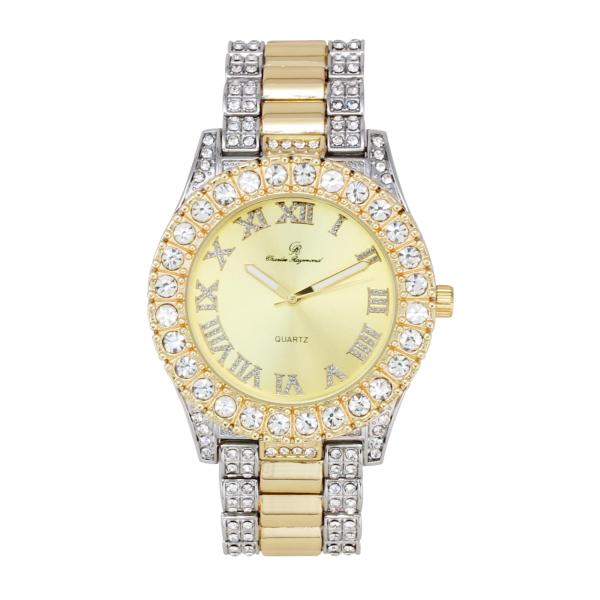 【並行輸入品】Bling ed Out ラウンドメタルメンズカラーブラストゴールドとシルバートーンウォッチ ST10327Dxx, TT