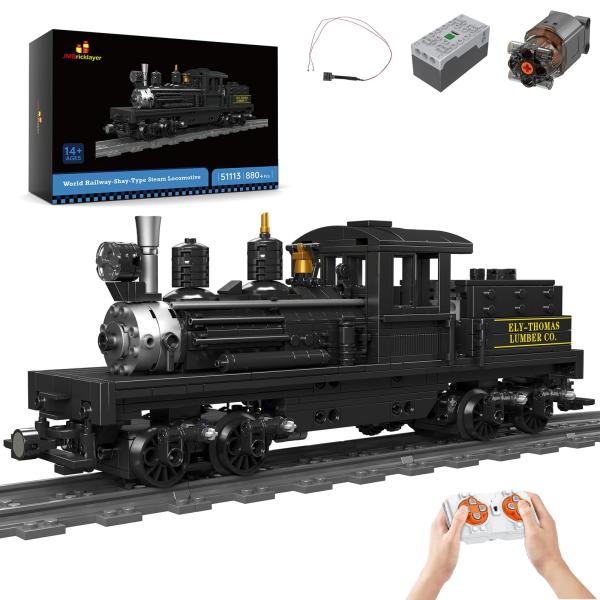 商品名: JMBricklayer 電車組み立てセット ライト付き 51113 リモコンクラシックトレインモデルおもちゃ トラック付き シェイタイプ 蒸気機関車 列車セットディスプレイ 電車愛好家への理想的なギフト 14歳以上 (880個)...