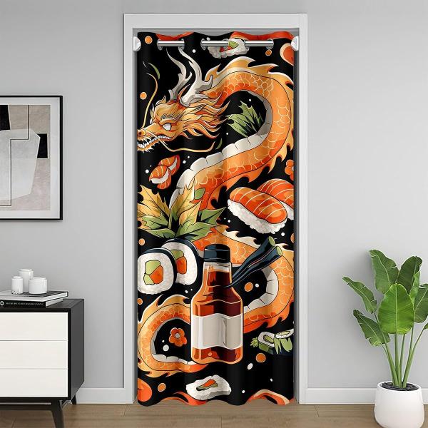 【並行輸入品】Feelyou キッズ ドラゴン 戸口カーテン プライバシー 1パネル、86.4 cmx203.2 cm 寿司 ドア カバー カー