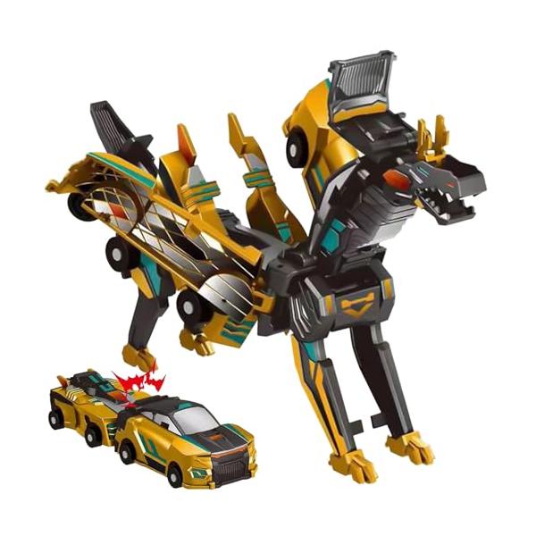 商品名: liluwushe 2イン1 衝突変形恐竜 車のおもちゃ | 磁気車 コンバーチブルロボットおもちゃ | 恐竜のおもちゃ 子供用 3-12歳 男の子へのクリスマスや誕生日のギフトに最適 (ゴールデン) liluwushe 2-in...