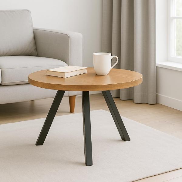 【並行輸入品】Fab Habitat Harvest スモールコーヒー/サイドテーブル 高さ18インチのラウンドマンゴーウッドテーブル、手作