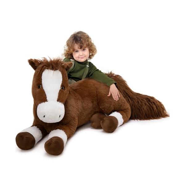茶色のぬいぐるみ人形 並行輸入品】Tezituor 47インチ 巨大でリアルな馬のぬいぐるみ
