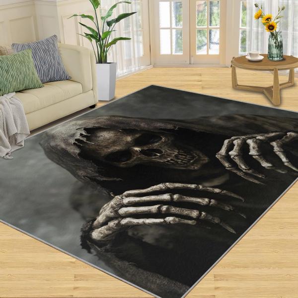 【並行輸入品】 Day of The Dead Rug &amp; Home Decor Washable Rug 4x6 Horror Ske