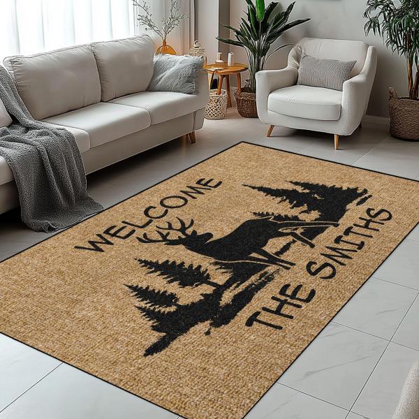 【並行輸入品】 Custom Hunting Area Rug Indoor Outdoor Carpet for Cabin, Porch