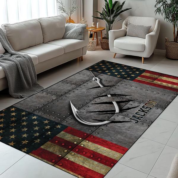 【並行輸入品】 Custom Fishing Area Rug Indoor Outdoor Carpet for Cabin, Porch