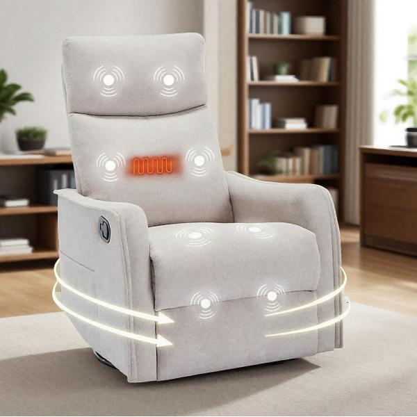 【並行輸入品】 39.7" Innovative Heat Massage Sofa Chair, 360° Swivel Rocking Ar