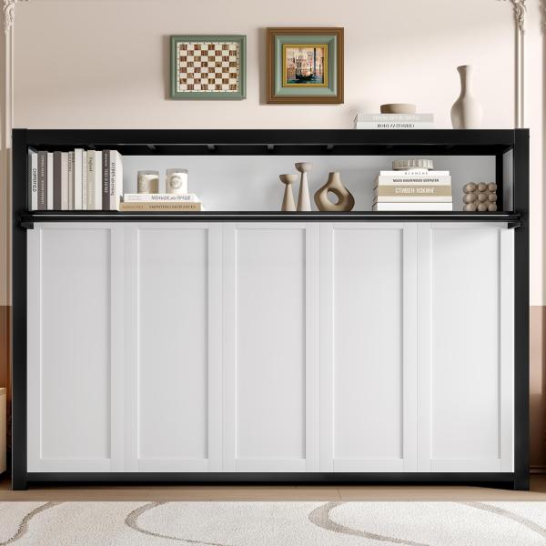 【並行輸入品】 LUMISOL Twin Size Foldable Murphy Bed Frame with Shelf,Heavy Dut