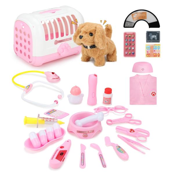 商品名:  GDUNDUNL Toy Doctor Kit for Toddlers 3-5, Pink Pretend Play Girls Toys with Electronic Interactive Dog, Stethoscop...