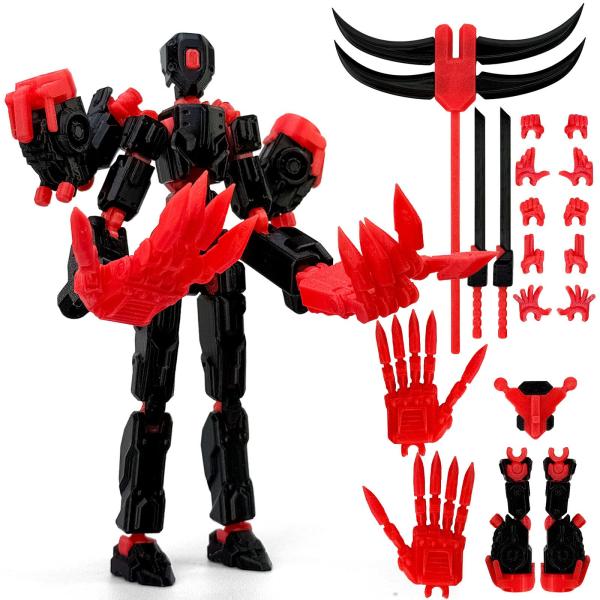 商品名: 8インチ T13 アクションフィギュア 組み立て完了、T13 マルチジョイント可動ロボットアクションフィギュアセット、コレクターデスクトップデコレーション ゲーム愛好家のおもちゃ用 (ブラックレッド) T13 Assembly C...