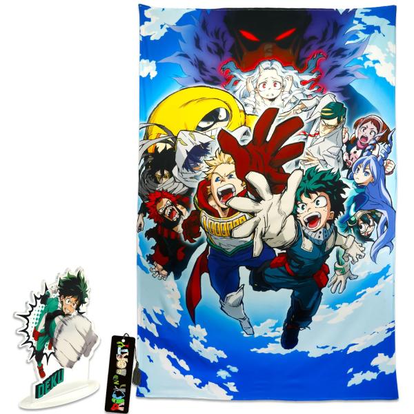 【並行輸入品】マイヒーローアカデミア ティーン向け壁掛けタペストリーセット アニメウォールタペストリーとデク装飾スタンド付き 自宅、オフィス