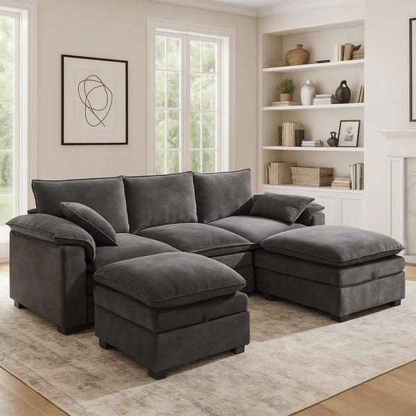 並行輸入品】MastonHome 大型L字型セクショナルソファセット リビング