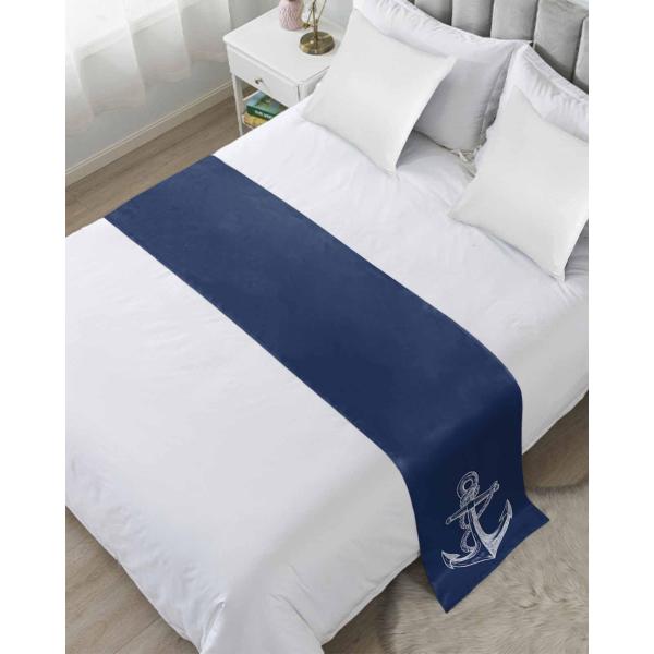 【並行輸入品】 Gehucoxee Bed Runner for Twin Size Beds, Nautical Anchor Decorat