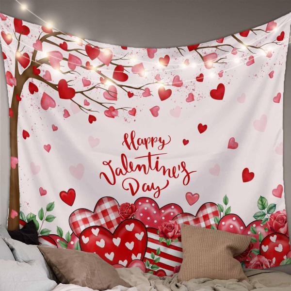 【並行輸入品】 Valentine's Day Tapestry Wall Hanging Red Love Heart Tree Branch