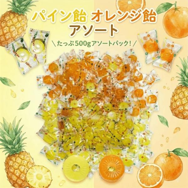他サイト： パインアメ オレンジアメ 2種アソート 500g(各250g) 約100粒 飴 キャンディー まとめ買い 大容量 業務用 配り用 パイン株式会社 あめちゃんの商品画像