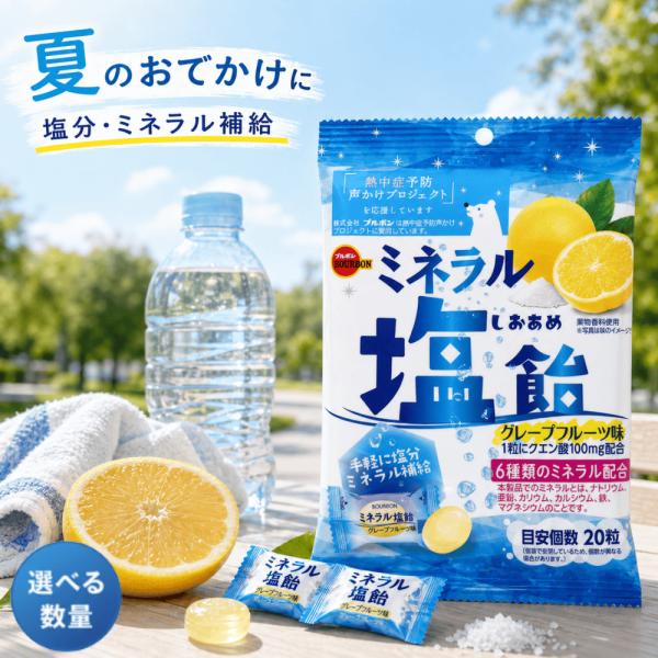 ブルボン ミネラル塩飴 100粒 グレープフルーツ味6種類のミネラル あめ キャンディ 業務用 大容量 熱中症対策 塩分補給 クエン酸 まとめ買い 現場 スポーツ 部活
