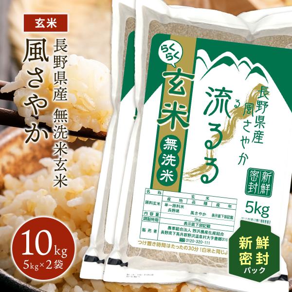 令和5年産 らくらく無洗米玄米 10kg 送料無料 米 お米 風さやか 流るる