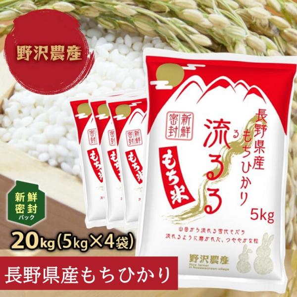 もち米 精米 新鮮密封 令和7年産 長野県産  もちひかり 20kg(5kg×4袋)(2025.10.下旬精米)