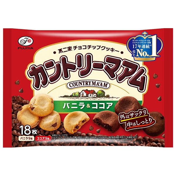 ココア　　たのメル便　カントリー カントリーマアム 不二家 バニラ&ココア 18枚×18袋入｜ 送料無料