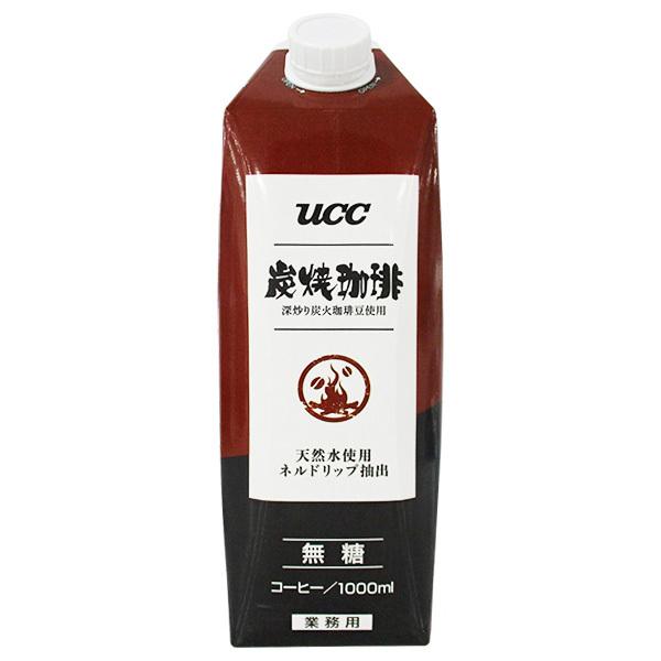 UCC 炭焼珈琲 無糖 1000ml紙パック×12本入×(2ケース)｜ 送料無料
