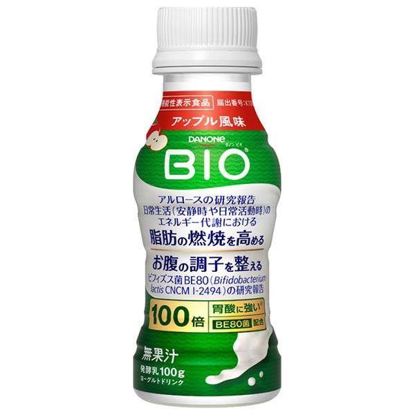 【チルド(冷蔵)商品】ダノンジャパン ダノンビオ 脂肪燃焼ヨーグルトドリンク アップル風味 100g×12本入×(2ケース) メーカー 問屋直送｜ 送料無料