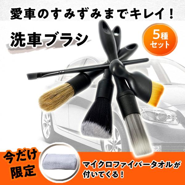 洗車グッズ 洗車ブラシ ホイール ロング 筆 ボディ用 セット 傷つかない マイクロファイバー 5本セット