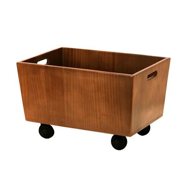 キャスター付き ランドリー 収納 ボックス 木製 幅39.5×奥行27×高さ