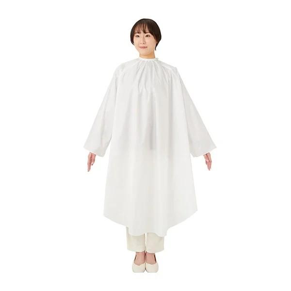 41699：N防水 袖付きカットクロス ホワイト【仕様】■商品サイズ：前丈120×後丈90×袖丈75cm、身幅：約100cm、首回り：34〜48cm ■素材/材質：ナイロン100％ ■機能：防水加工【関連ワード】カットクロス 袖付き 袖あり...