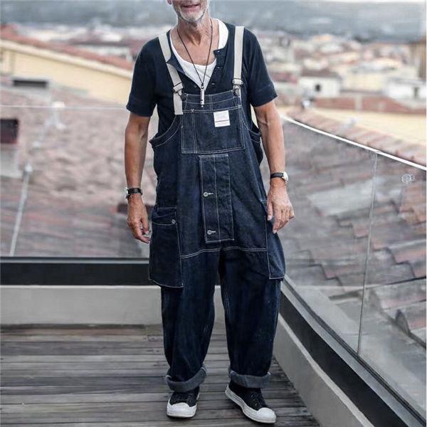 サロペット メンズデニムパンツ オーバーオールインワン つなぎ 作業服
