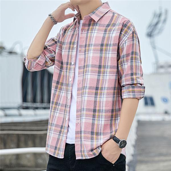 シャツ メンズ チェック柄 オシャレ長袖 仕事用シャツ 前開き ゆったり かっこいい 大きいサイズ ピンク ブルー 男性 春秋 送料無料 Whmenng0040 Ntwatch 通販 Yahoo ショッピング