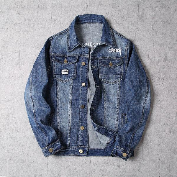 デニムジャケット メンズ ファッション アメカジ デザイン 刺繍 英語文字 長袖 細身 ストレッチジャケット お兄系 バイク 春秋 送料無料 Whmzdenimu0001 Ntwatch 通販 Yahoo ショッピング