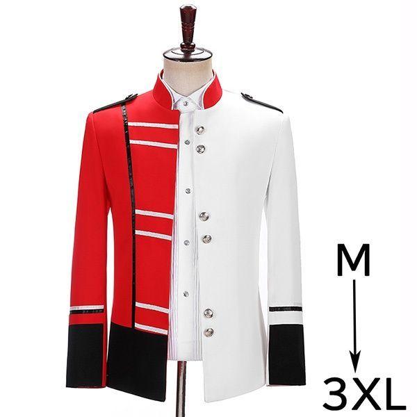 ジャケット メンズ ステージ衣装 演出服 赤 白 バイカラー カラオケ大会 カラオケ 大会 ダンス 衣装 王子様 貴公子 大人 演奏会 男性 アイドル 貴族服 舞台 演 Sunnyprize19 Ntradition 通販 Yahoo ショッピング