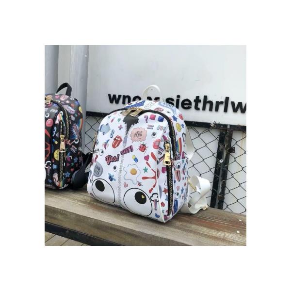 新品 アイテーマ ラインストーンデザイン ビッグファスナーリュック 白 EYE THEME】ラインストーン付きビッグファスナーリュック : ヌー