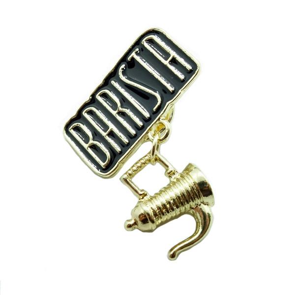 ピンズ ピン バッジ ブローチ バッヂ ( BARISTA バリスタ 金 ゴールド