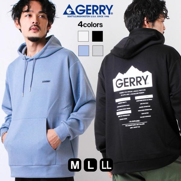GERRY ジェリー バックプリント ルーズシルエット スウェット フード ブランド 大きめ ゆったり アウトドア シンプル ロゴ 定番 バックプリント GE25AW18
