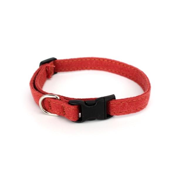猫にやさしい首輪 ヘンプ×オーガニックコットン レッド おしゃれ 