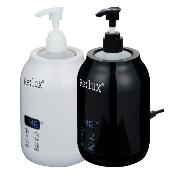 Re:lux オイルウォーマー 加温器 ポンプ容器付き ボトルヒーター マッサージオイル ローション クリーム 美容 レディース メンズ PSEマーク取得