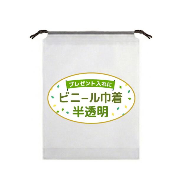 半透明 ビニール巾着袋 【M】25×35cm 10枚入り プレゼント袋 容器 化粧品 リエチレン イベント 卒業式 バレンタインデー ポスト投函 クリックポスト