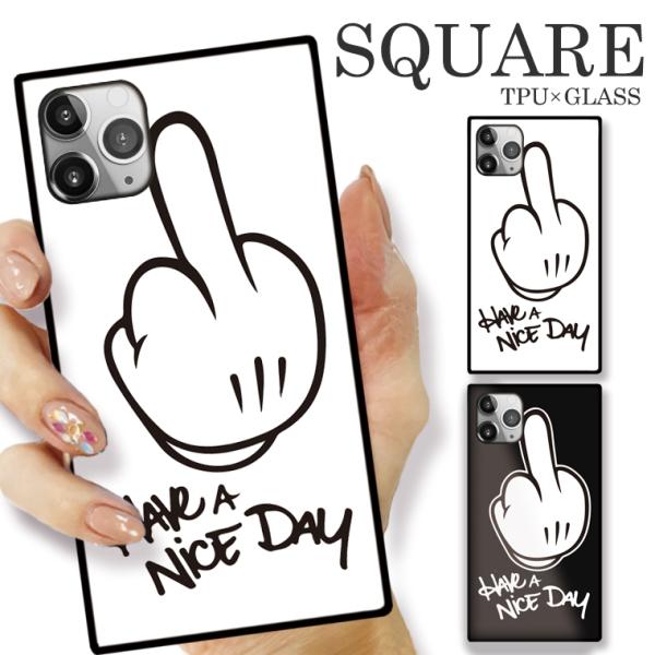 ガラスケース TPU 強化ガラス SQUARE iPhone17 アイフォン16 Pro FUCK YOU マウス ファック ネズミッキー ユニーク パロディ おしゃれ トレンド