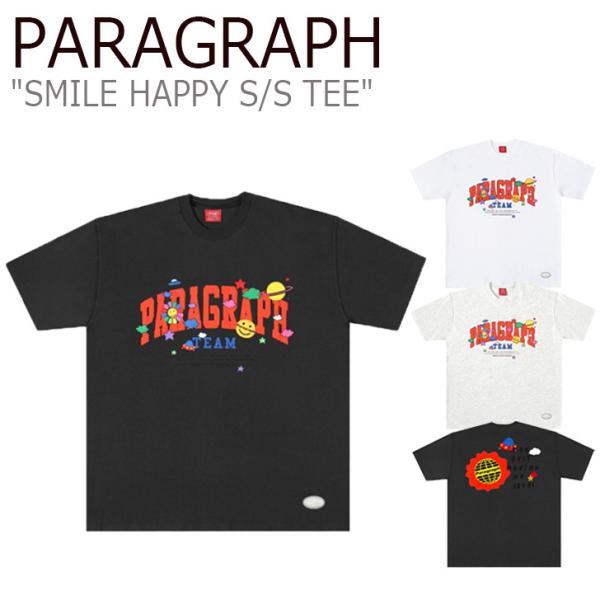 パラグラフ Tシャツ PARAGRAPH メンズ レディース SMILE HAPPY S/S TEE スマイル ハッピー Tシャツ 半袖 ホワイト  メランジ チャコール PRG42 5583747032 ウェア