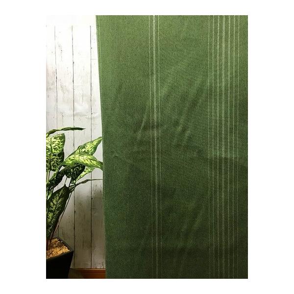 cloth shop 布や ストライプ 遮光 ダークグリーン カーテン 生地 切