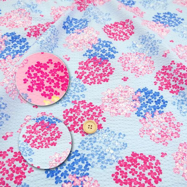 あじさい彩々 リップル生地 ハンドメイド 甚平 ワンピース シャツ チュニック サッカー 夏素材 花柄 フラワー 50cm単位 055 17 Ap 2 生地通販 布1000ネット ヤフー店 通販 Yahoo ショッピング