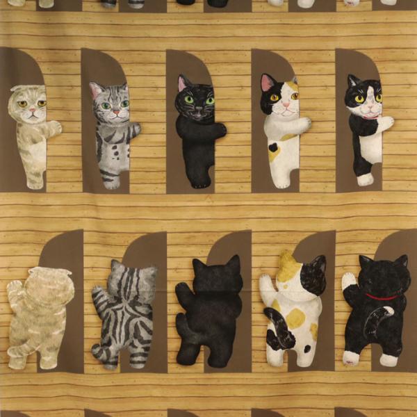 生地 布地 布 無料レシピ有 パネルカット 壁からひょっこり猫たち HOME  
