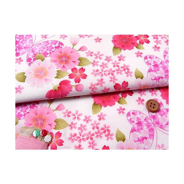 和柄コットン生地 桜と蝶々 白 Buyee Buyee Japanese Proxy Service Buy From Japan Bot Online