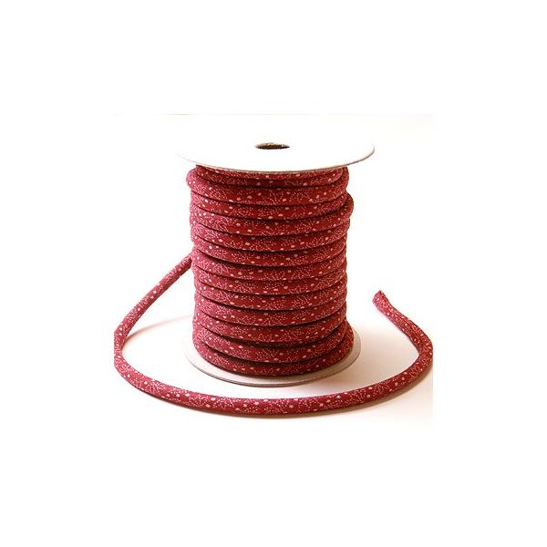 ■表地：綿100%　■中芯：アクリル100% ※10cm単位で販売、価格は10cm分です。数量は10cm単位で入力して下さい(例:1m購入なら数量10) ●小紋柄のコットン生地が丸ひもになりました。えんじに白の柄は品が良いです。●中の芯（ア...